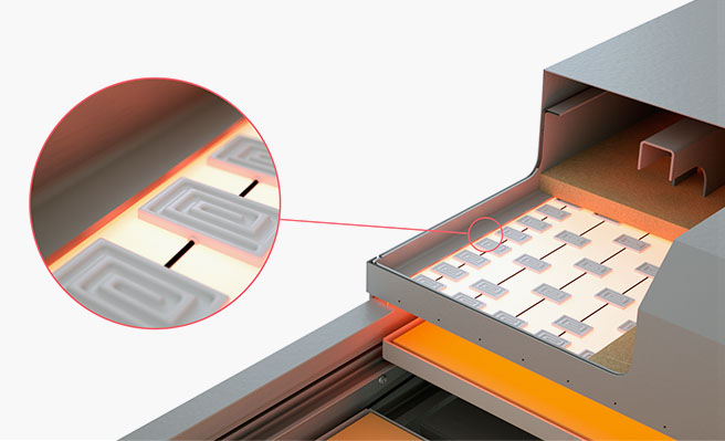 Even heating of plate
